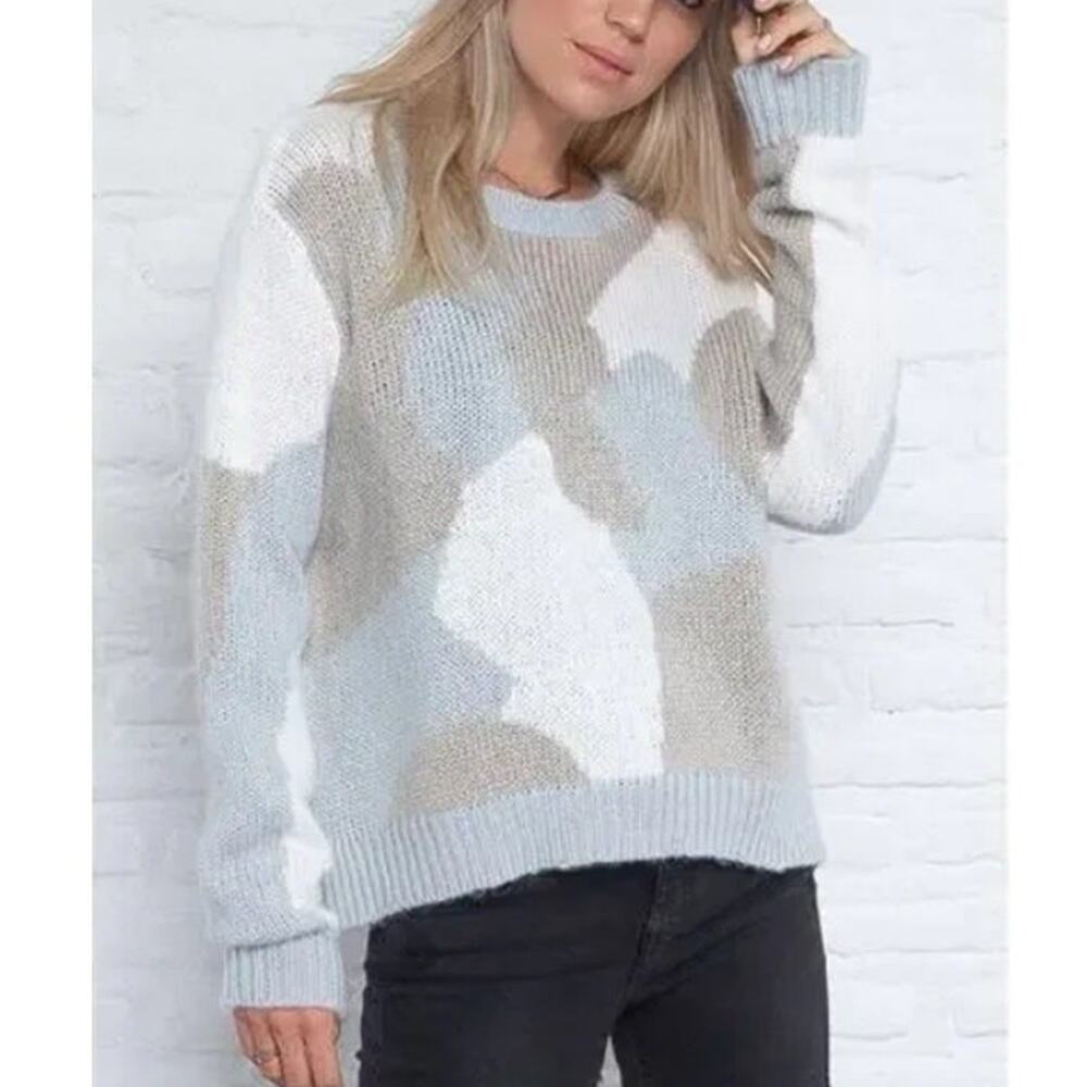 Wooden Ships Camo Sweater Womens Size XS S Neutral Mohair Wool Crewneck